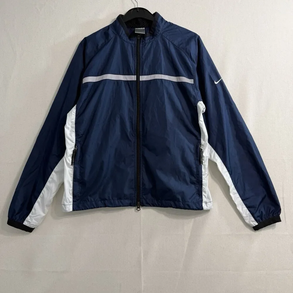 Nike Golf Jacket Women Medium Clima Fit Full Zip Vented Windbreaker Size Navy